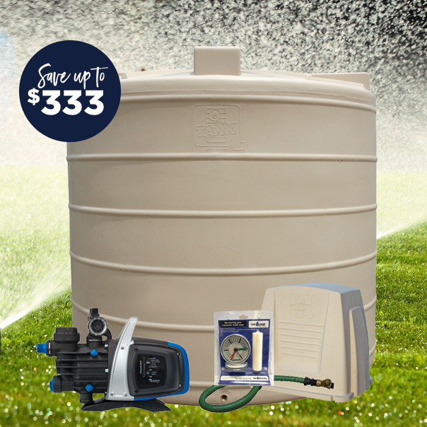 Slimline 5,000 Litre Water Tank and Pump Package QTank