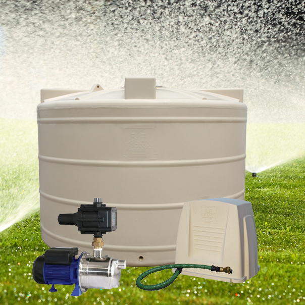 Round 5,000 Litre Squat Water Tank and Pump Package